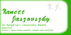 nanett jaszovszky business card